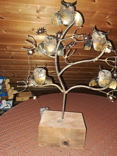 Eulen auf baum metall - auf, (metall