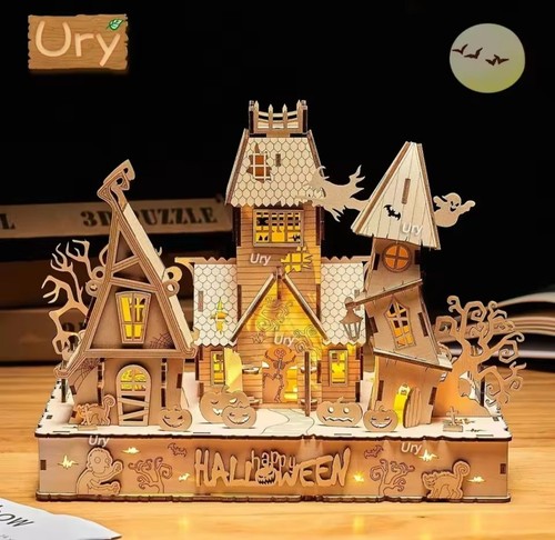 Halloween spukhaus holz - 3d,