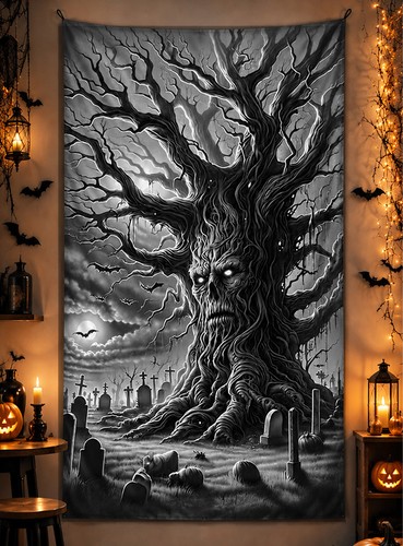 Gruseliges baumgeist wandbild - gruseliges,